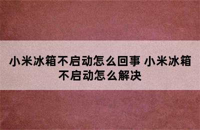 小米冰箱不启动怎么回事 小米冰箱不启动怎么解决